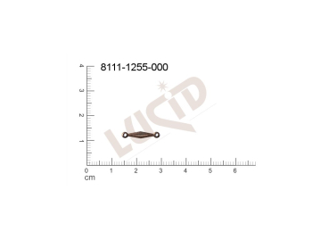 Tvarový výlisek, svěšovací díl/tyčinka s 2-ma očky 15.0x3.0mm