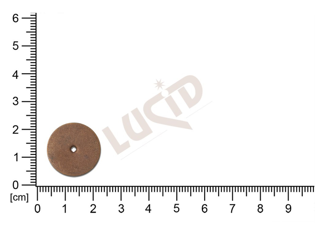 Plochý výlisek kulatý 19,2 mm s očky (svěšovacími otvory) pr. 1,8 mm