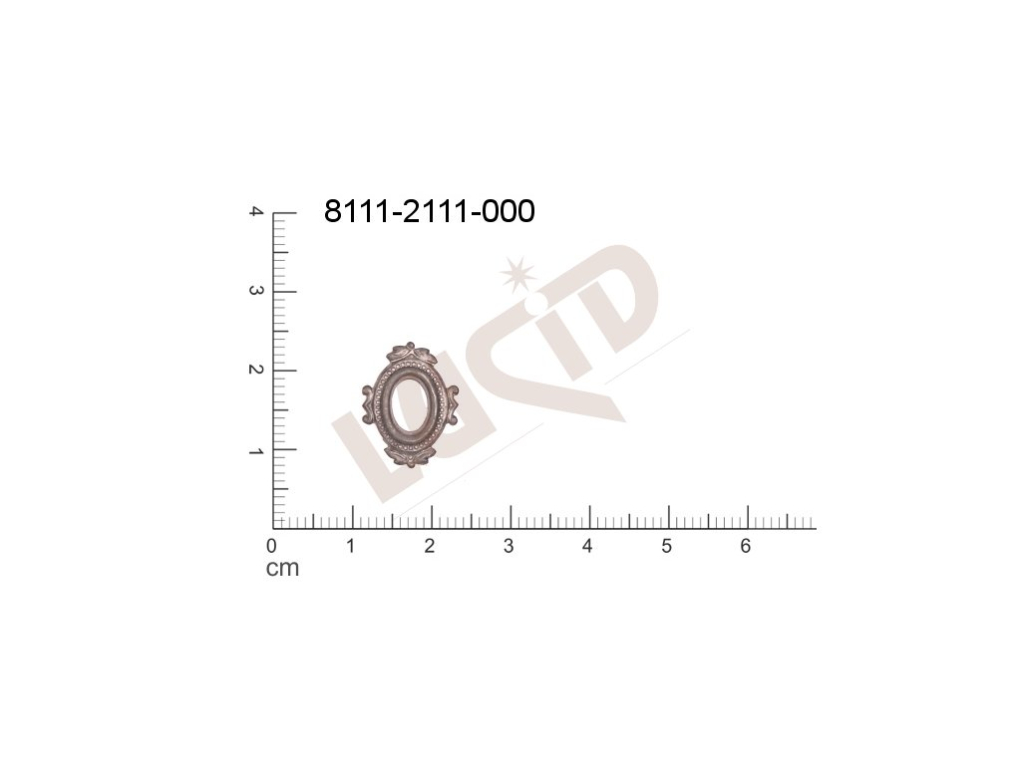 Tvarový výlisek  ovál ostatní bez oček (svěšovacích dírek) 15.0x12.0mm