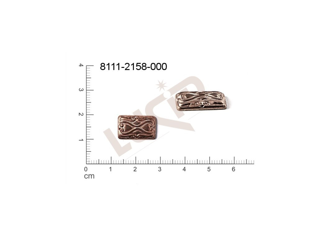 Tvarový výlisek čtyřúhelníky ostatní bez oček (svěšovacích dírek) 15.0x10.0mm