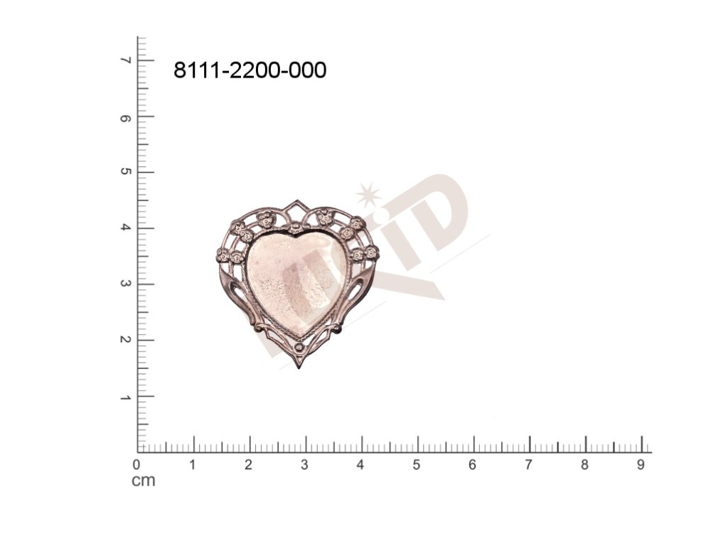 Tvarový výlisek srdíčka,s 1 očkem (svěšovací dírkou) 30.0 x 30.0mm