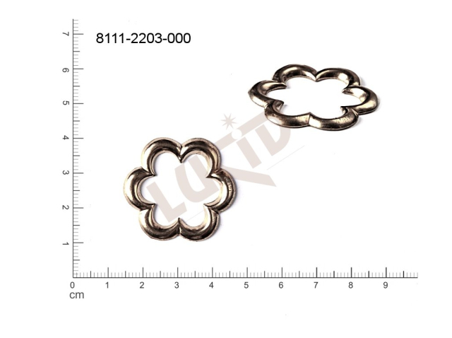 fancy shape plant motives flowers, flower motives without loops / attaching holes 32.0mm