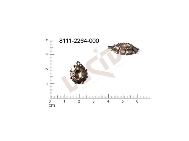 Tvarový výlisek rostlinné motivy, s 1 očkem (svěšovací dírkou) 15.0 x 13.0mm