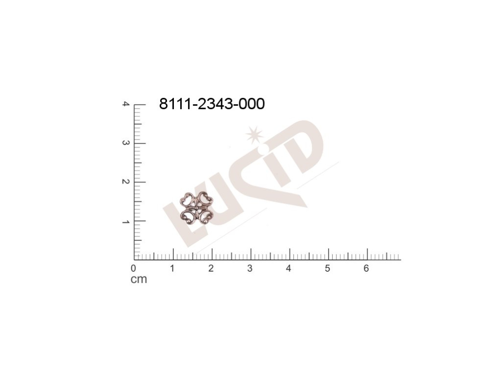 Tvarový výlisek rostlinné motivy kytky, květinové motivy bez oček (svěšovacích dírek) 9.0x9.0mm