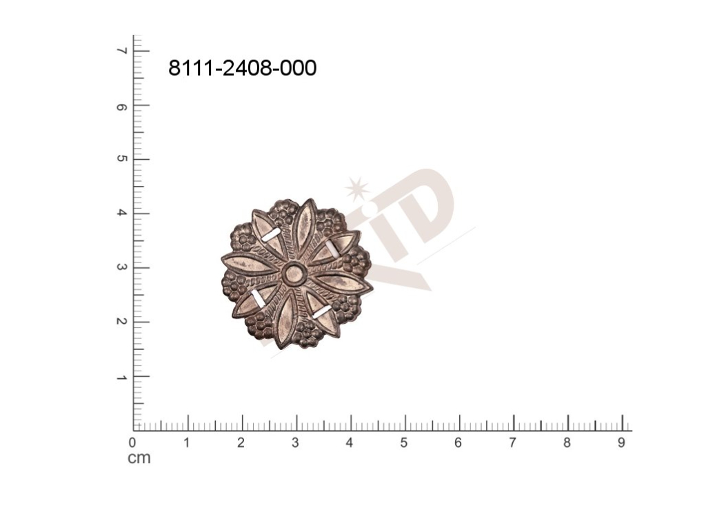 Tvarový výlisek rostlinné motivy kytky, květinové motivy bez oček (svěšovacích dírek) 29.0mm