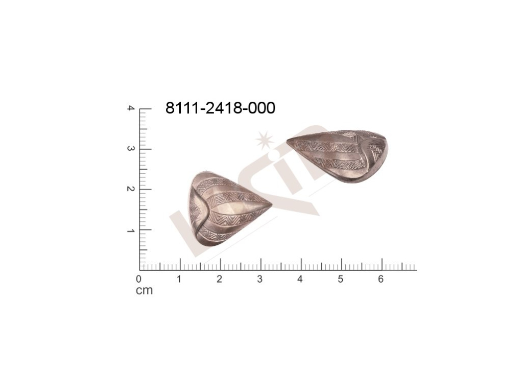 Tvarový výlisek slzy ostatní bez oček (svěšovacích dírek) 21.0x19.0mm