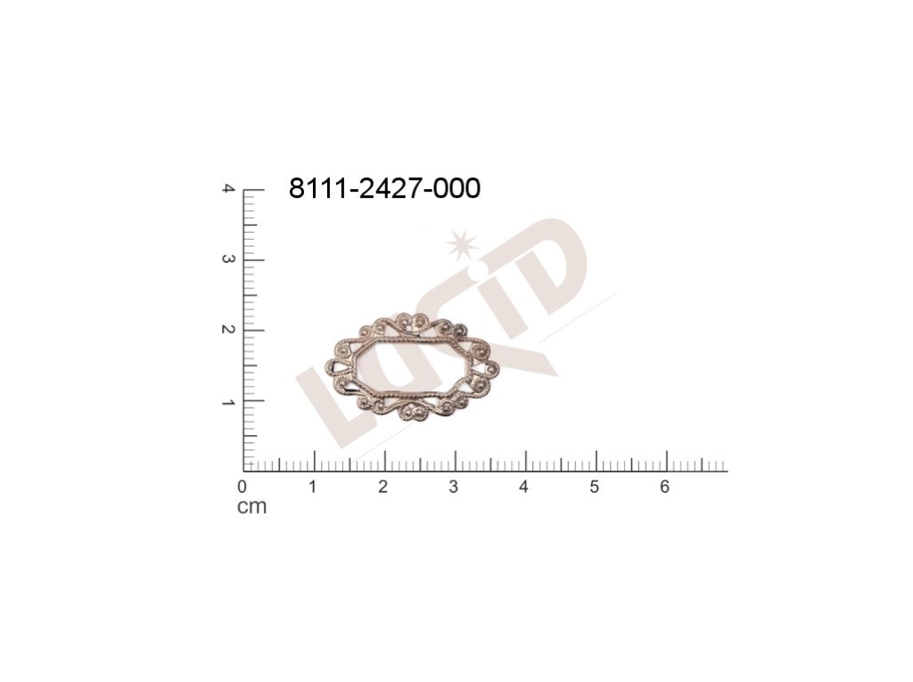 Tvarový výlisek  ovál ostatní bez oček (svěšovacích dírek) 24.0x15.0mm