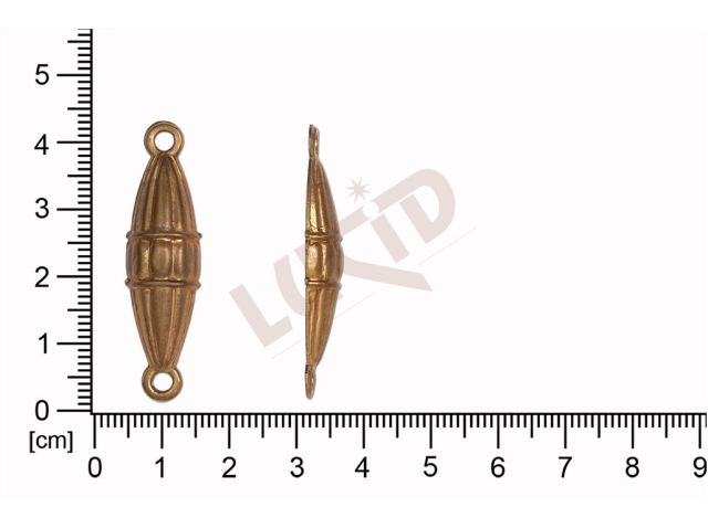 Tvarový výlisek s 2 očky (svěšovacími dírkami) 40.0 x 11.0mm