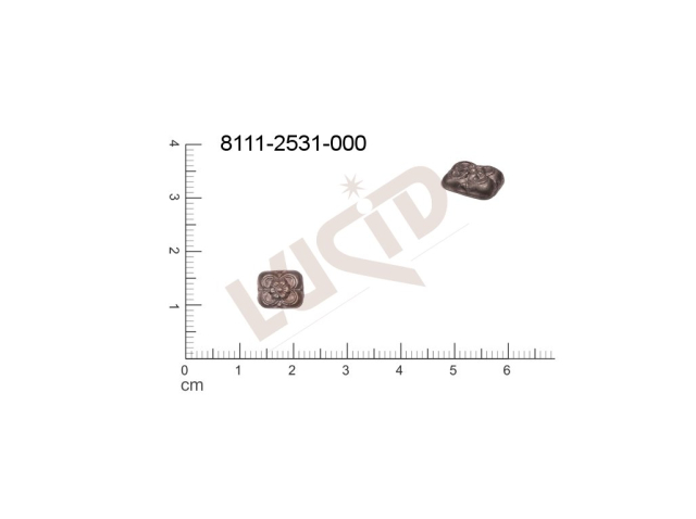 fancy shape quadrangle other without loops / attaching holes 8.0x7.0mm