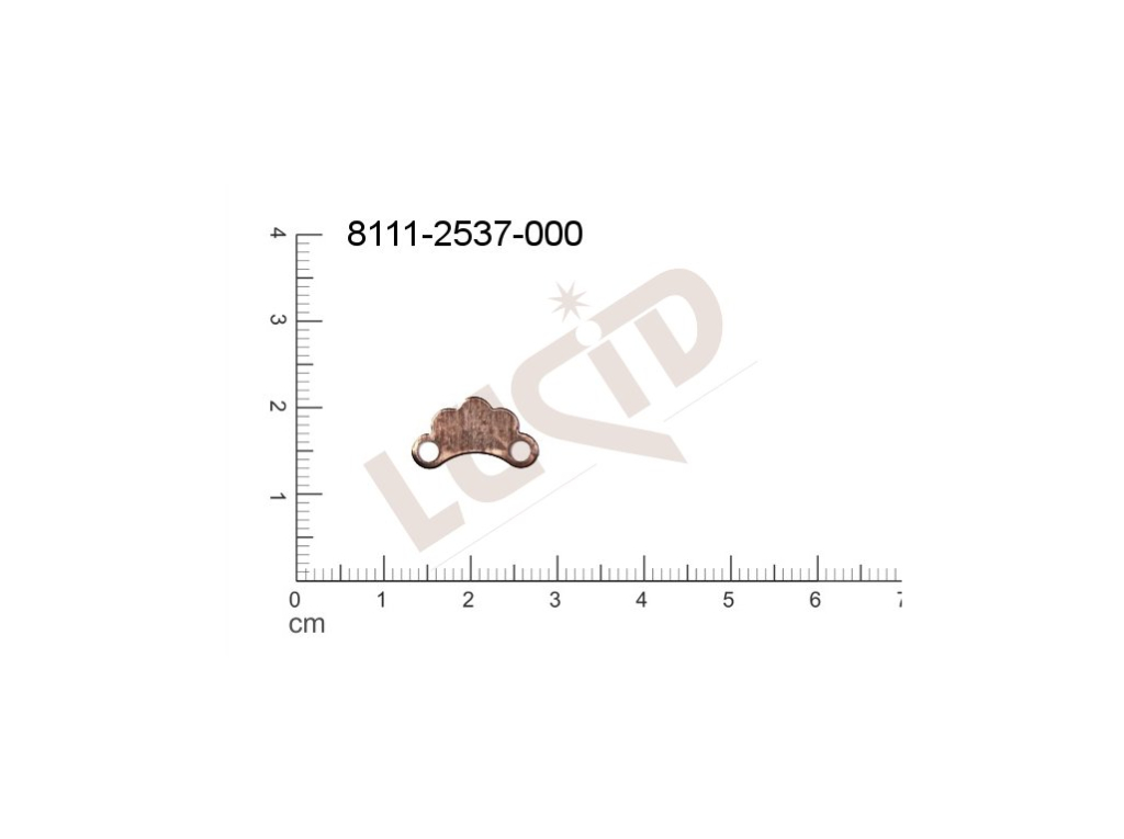 Plochý výsek , s 2 očky (svěšovacími dírkami) 14.0 x 7.0mm