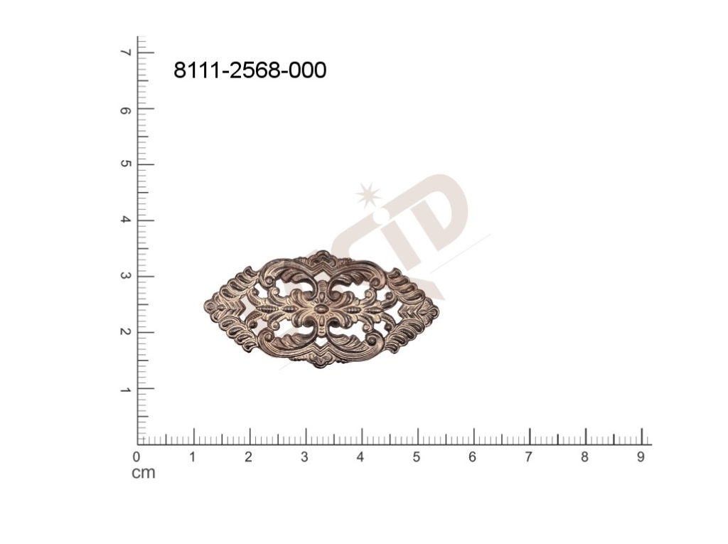 Tvarový výlisek  ovál ostatní bez oček (svěšovacích dírek) 43.0x22.0mm