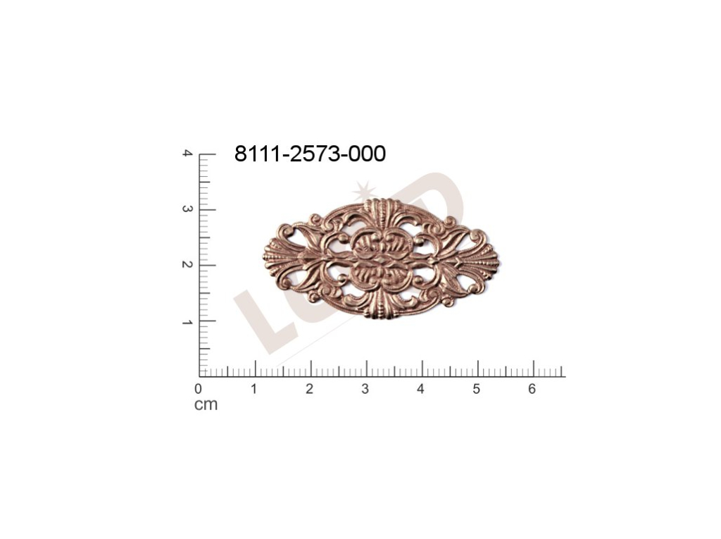 Tvarový výlisek  ovál, bez oček (svěšovacích dírek) 42.0 x 22.0mm