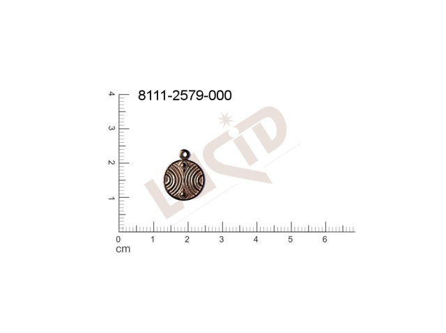 Tvarový výlisek kulatý, s 1 očkem (svěšovací dírkou) 16.0 x 12.0mm