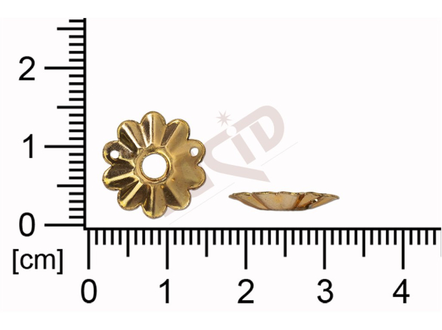 Tvarový výlisek rostlinné motivy, lístečky, s 1 očkem (svěšovací dírou pr.2,7 mm ) 12.5mm