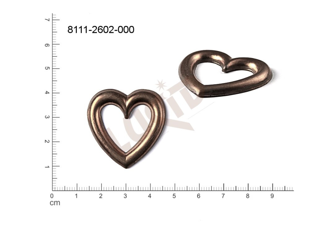 fancy shape hearts other without loops / attaching holes 35.0x33.0mm