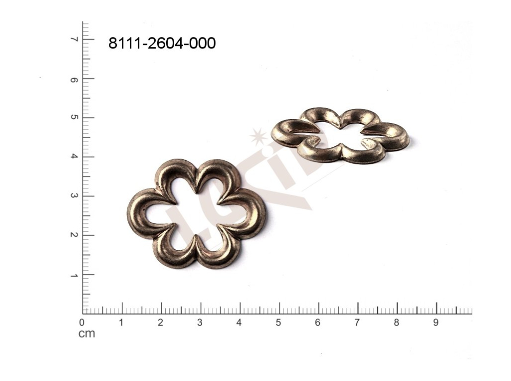 fancy shape plant motives flowers, flower motives without loops / attaching holes 35.0x30.0mm