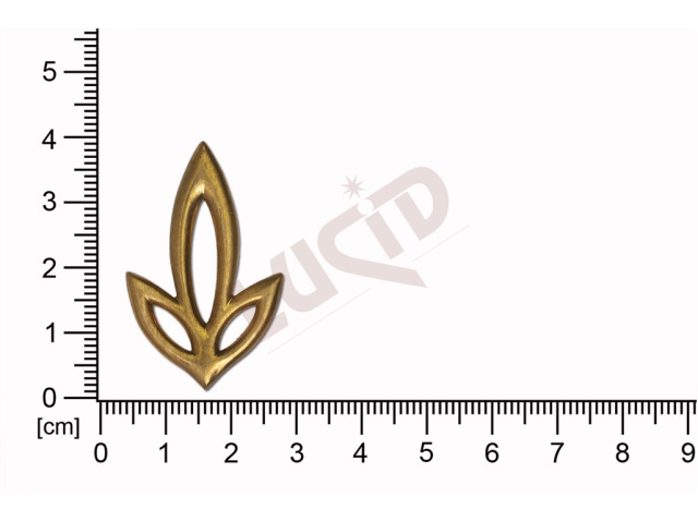 Tvarový výlisek rostlinné motivy lístečky bez oček (svěšovacích dírek) 37.0x22.0mm