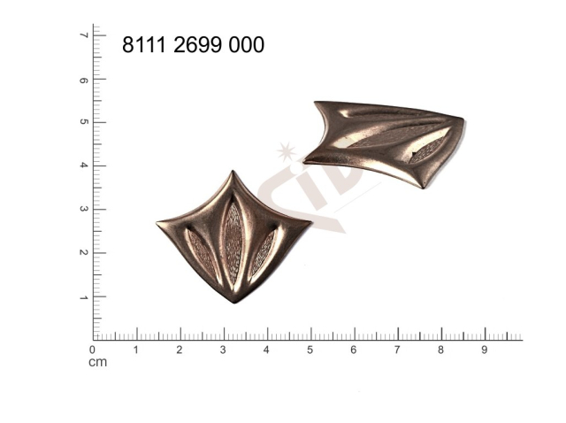 fancy shape other other without loops / attaching holes 35.0x30.0mm