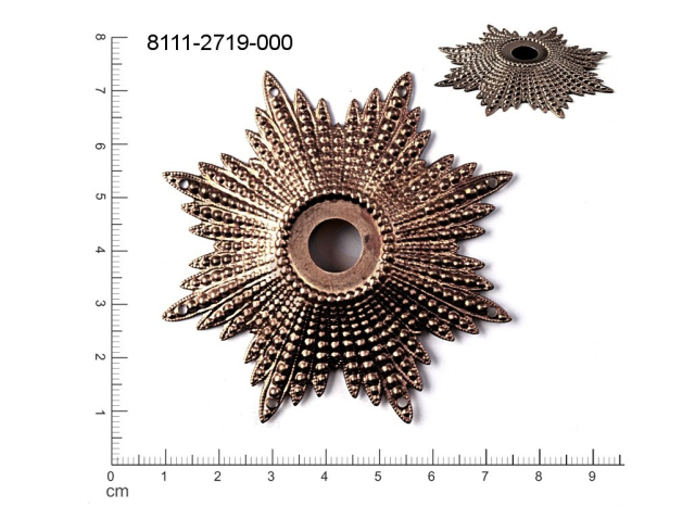 Tvarový výlisek hvězda, s více očky (svěšovacími dírkami) 71.0 x 71.0mm