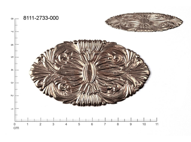 Tvarový výlisek  ovál, bez oček (svěšovacích dírek) 95.0 x 50.0mm