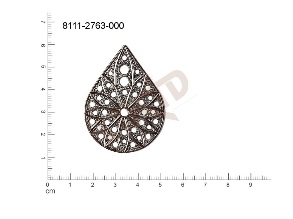 Tvarový výlisek slzy, bez oček (svěšovacích dírek) 49.0 x 37.0mm