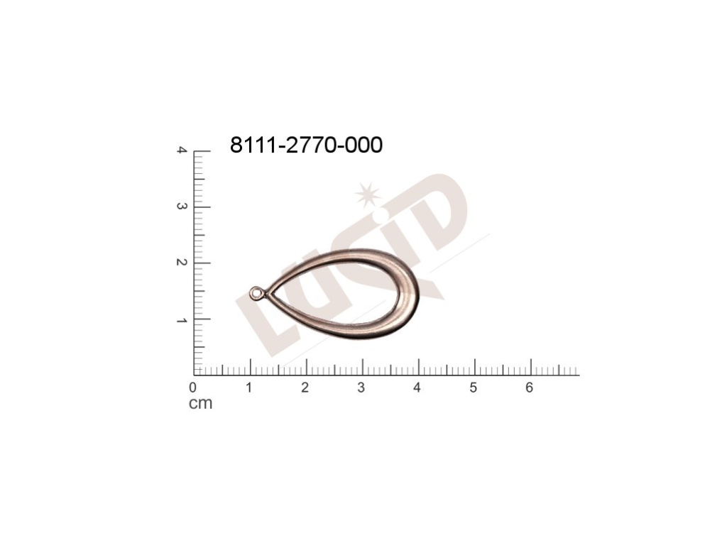 Tvarový výlisek slzy, s 1 očkem (svěšovací dírkou) 30.0 x 16.0mm