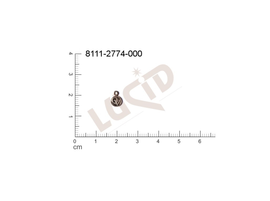 Plochý výsek logo ostatní s 1 očkem (svěšovací dírkou) 8.0x5.0mm