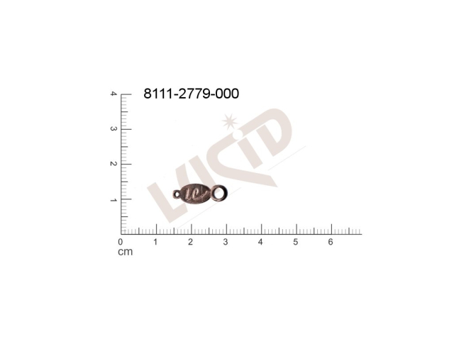 Plochý výsek logo ostatní s 2-ma očky (svěšovacími dírkami) 15.0x6.0mm