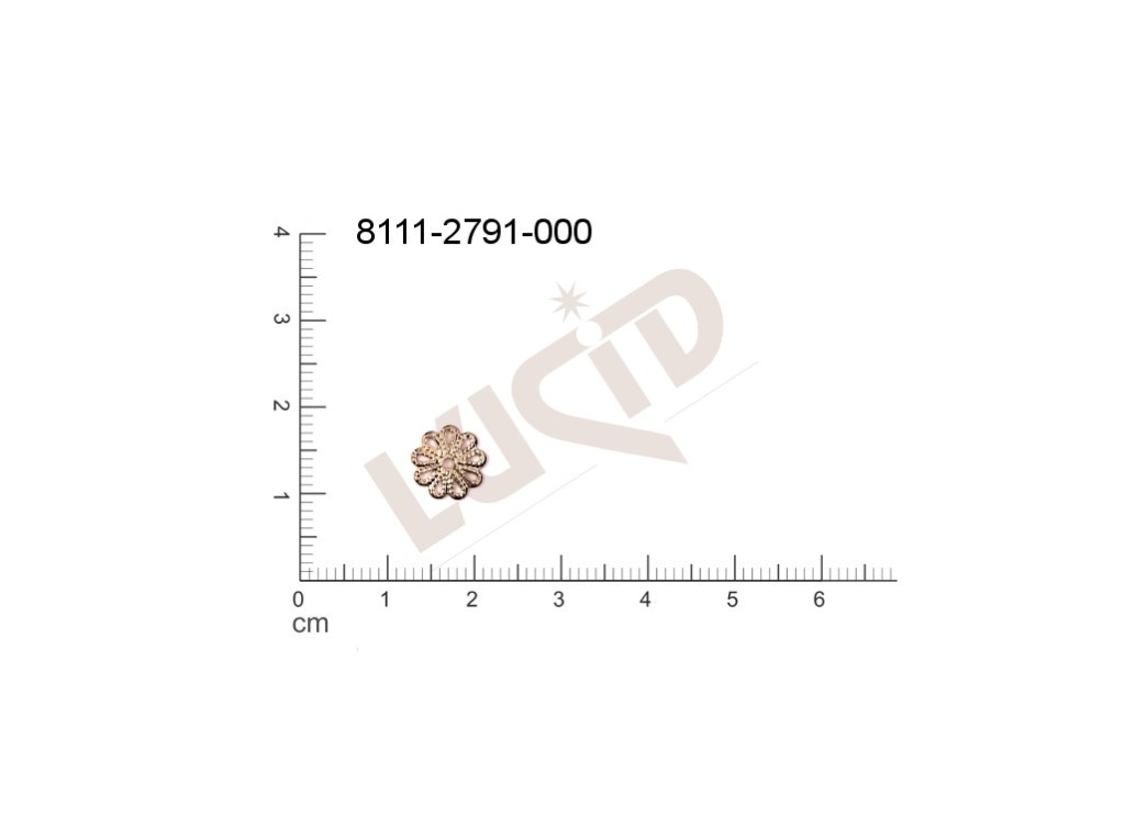 Tvarový výlisek rostlinné motivy kytky, květinové motivy bez oček (svěšovacích dírek) 9.0mm