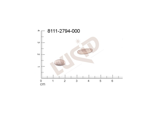 Tvarový výlisek  ovál, bez oček (svěšovacích dírek) 10.0 x 5.0mm