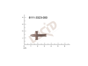 Plochý výsek kříž, s 1 očkem (svěšovací dírkou) 24.0 x 14.0mm