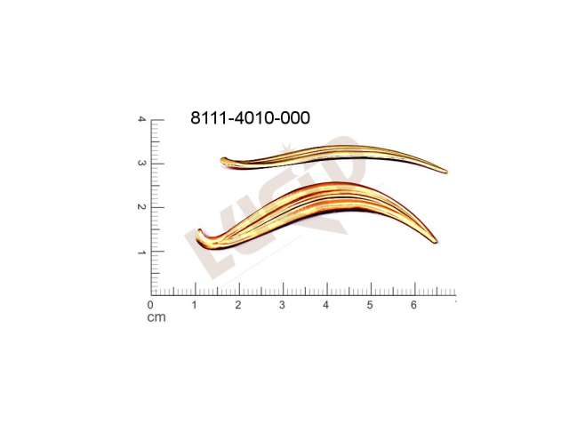 Tvarový výlisek, rostlinné motivy (lístečky) bez oček (svěšovacích dírek) 55.0 x 15.0mm