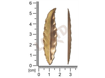 Tvarový výlisek, rostlinné motivy (lístečky) bez oček (svěšovacích dírek) 54,3 x 13,3mm