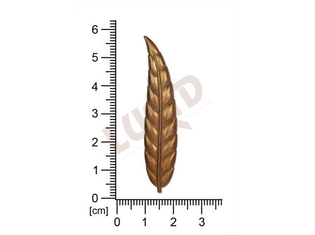 Tvarový výlisek, rostlinné motivy (lístečky) bez oček (svěšovacích dírek) 53,4 x 11,3mm