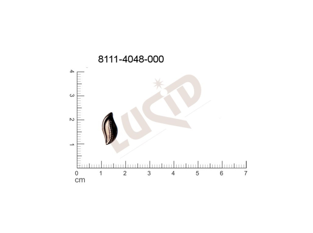 Tvarový výlisek rostlinné motivy lístečky bez oček (svěšovacích dírek) 14.0x5.0mm