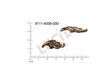 Tvarový výlisek, rostlinné motivy (lístečky) bez oček (svěšovacích dírek) 26.0 x 11.0mm