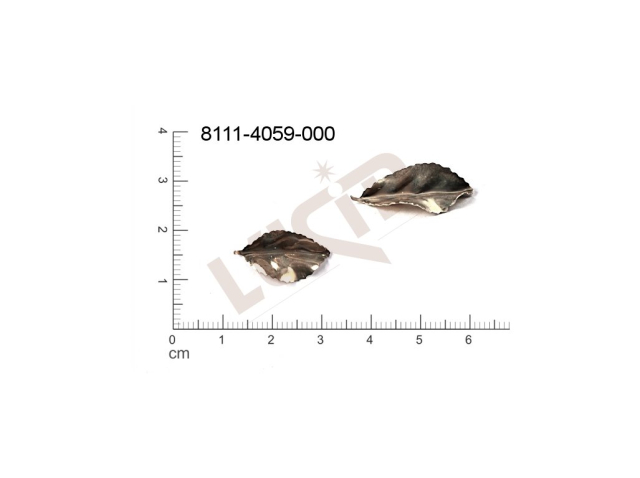 Tvarový výlisek, rostlinné motivy (lístečky) bez oček (svěšovacích dírek) 20.0 x 11.0mm