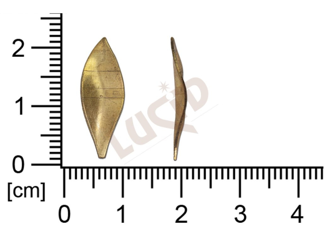 Tvarový výlisek, rostlinné motivy (lístečky) bez oček (svěšovacích dírek) 20,8 x 7,7mm