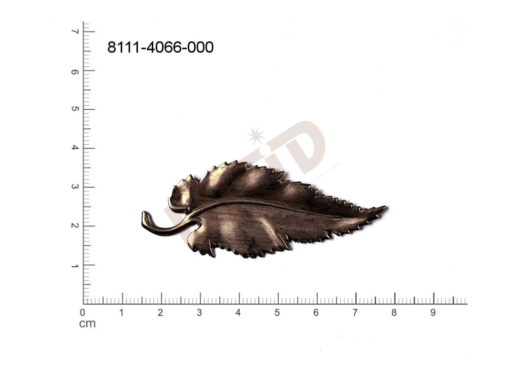 Tvarový výlisek, rostlinné motivy (lístečky) bez oček (svěšovacích dírek) 61.0 x 25.0mm