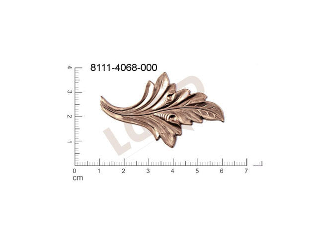 Tvarový výlisek, rostlinné motivy (lístečky) bez oček (svěšovacích dírek) 51.0 x 31.0mm