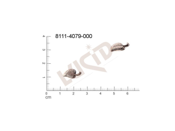 Tvarový výlisek rostlinné motivy lístečky bez oček (svěšovacích dírek) 14.0x8.0mm