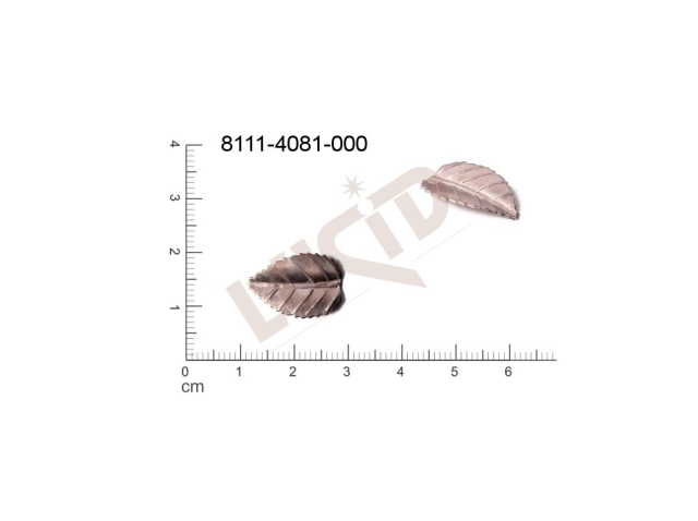 Tvarový výlisek, rostlinné motivy (lístečky) bez oček (svěšovacích dírek) 18.0 x 12.0mm