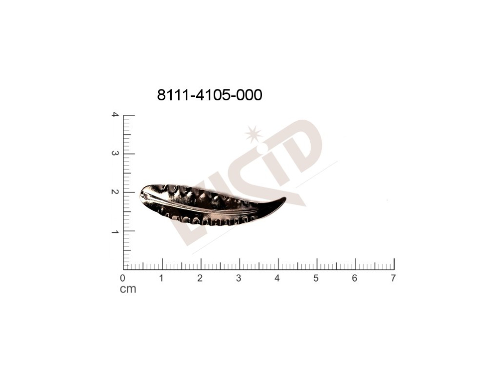 fancy shape plant motives leaves with 1 loop / attaching hole 37.0x9.0mm