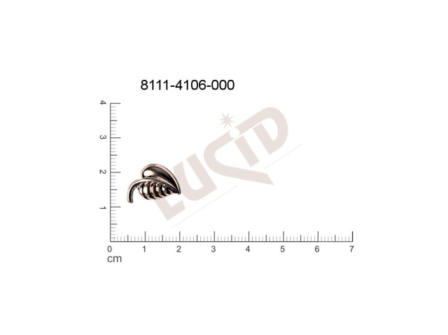 Tvarový výlisek rostlinné motivy lístečky bez oček (svěšovacích dírek) 15.0x10.0mm