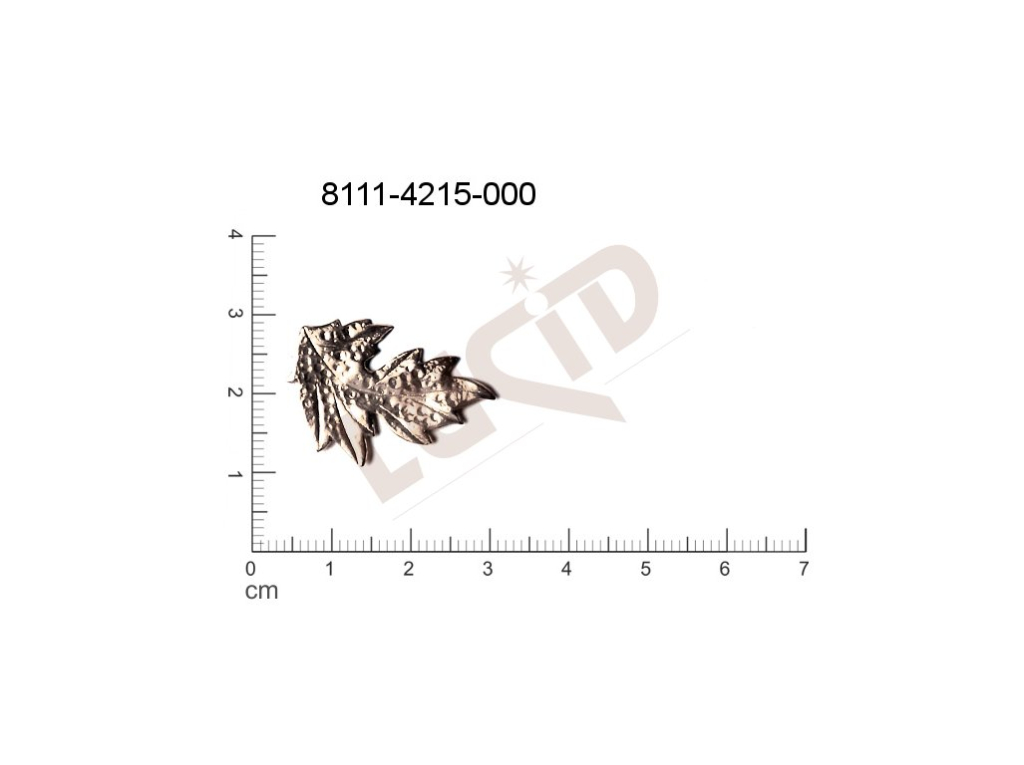 Tvarový výlisek, rostlinné motivy (lístečky) bez oček (svěšovacích dírek) 27.0 x 18.0mm