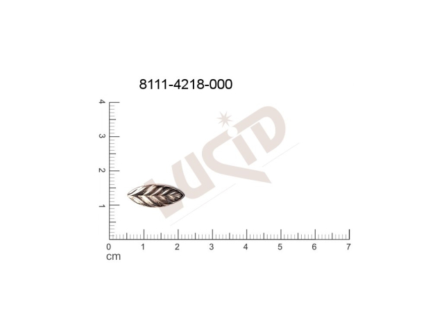 Tvarový výlisek, rostlinné motivy (lístečky) bez oček (svěšovacích dírek) 17.0 x 7.0mm