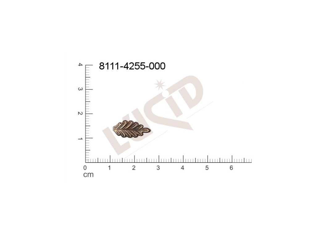 Tvarový výlisek, rostlinné motivy (lístečky) bez oček (svěšovacích dírek) 15.0 x 7.0mm