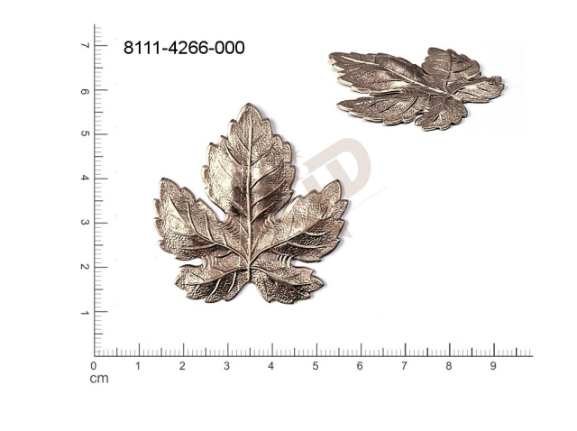 fancy shape plant motives leaves without loops / attaching holes 45.0x43.0mm