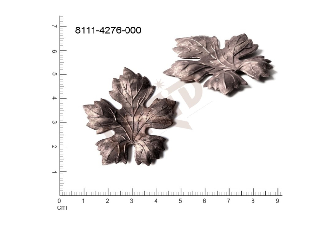 Tvarový výlisek, rostlinné motivy (lístečky) bez oček (svěšovacích dírek) 40.0 x 39.0mm