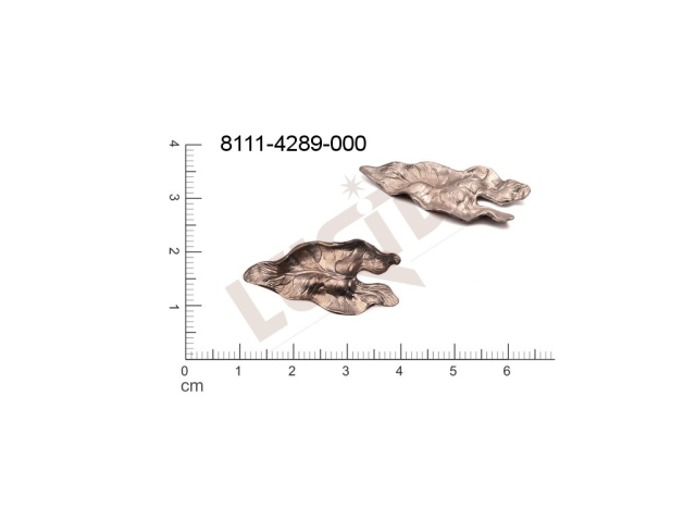 Tvarový výlisek, rostlinné motivy (lístečky) bez oček(svěšovacích dírek) 29.0 x 15.0mm